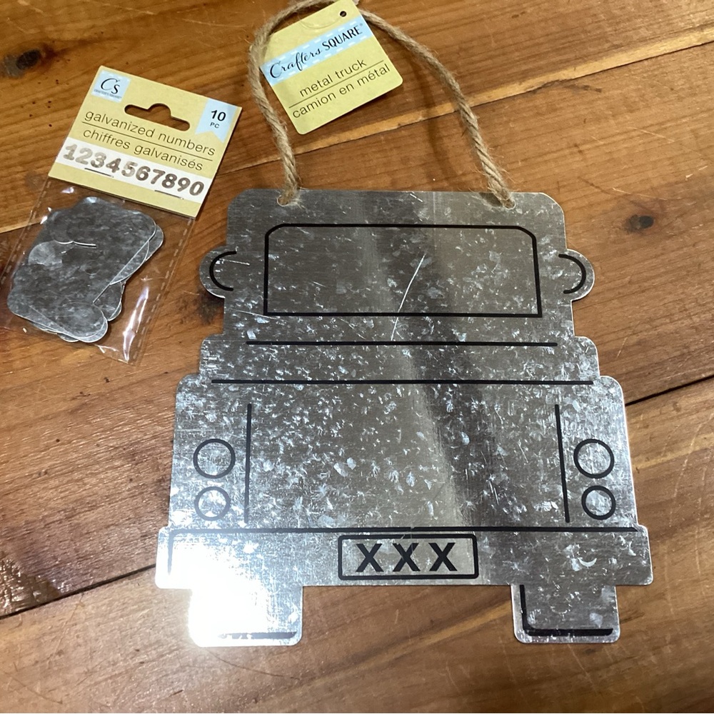 NWTS 7” by 7” craft metal truck with (10) 2” numbers